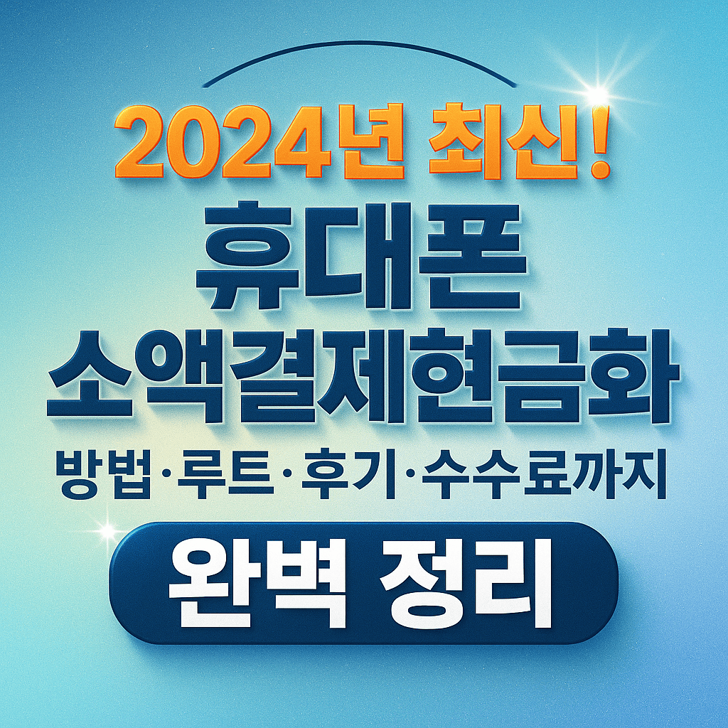 2024년 최신 휴대폰 소액결제현금화 방법·루트·후기·수수료까지 완벽 정리