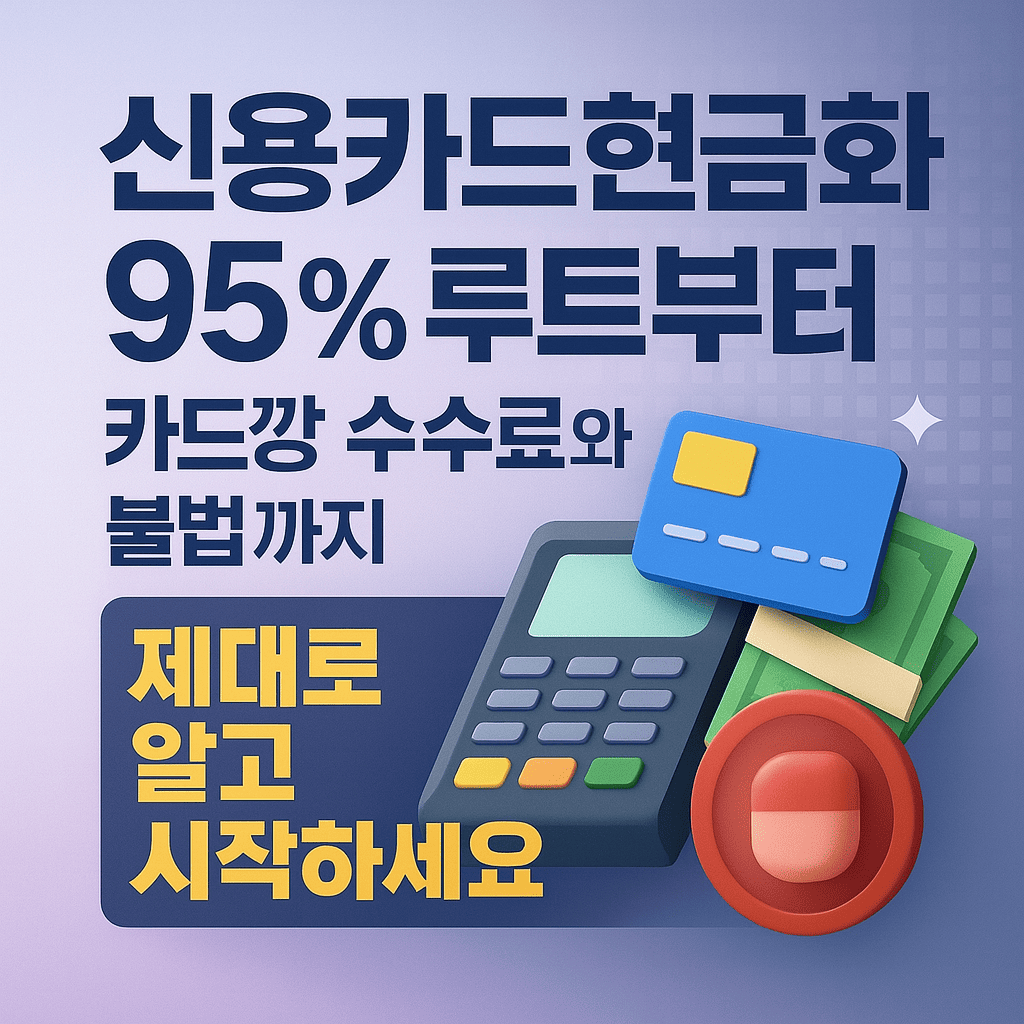 2025년 최신! 신용카드현금화 95 루트부터 카드깡 수수료·불법 구분까지 완벽 정리